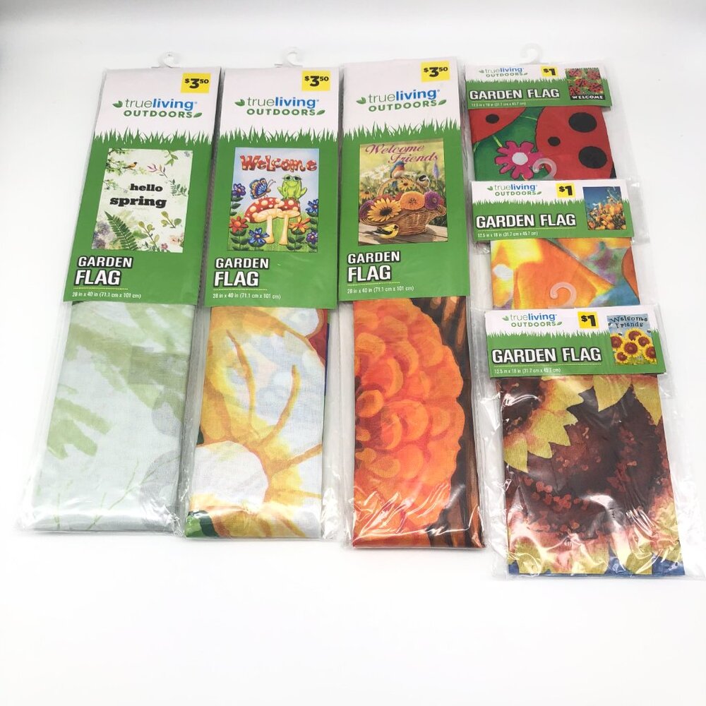 true living outdoors (3) 28x40" (3) 12.5x18" Outdoor Garden Flags NEW